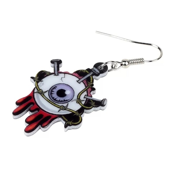 Acrylic Halloween Horror Eyeball Drop Earrings - Picture 3 of 5